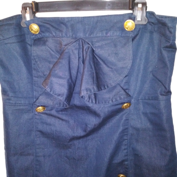 Dots Strapless Denim Mini Dress Sz 13 / 14 - Picture 3 of 3